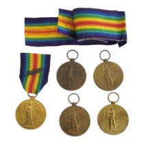 COLLECTION OF FIVE BRONZE WORLD WAR ONE ‘THE GREAT WAR FOR CIVILISATION 1914-19’ VICTORY MEDALS