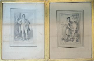 RICHARD COSWAY, 1742 - 1821, A PAIR OF 19TH CENTURY HAND COLOURED PORTRAIT ENGRAVINGS George, 5th