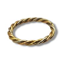 A VINTAGE 9CT TRICOLOUR GOLD BANGLE Rope twist design. (approx 7.5cm) Condition: some slight dents