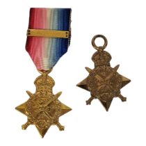 TWO GEORGE V BRONZE MONS STAR MEDALS. ONE WITH RIBBON & CLASP Inscribed ‘5th AUGUST 5th-NOVEMBER