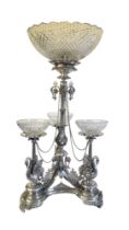 ELKINGTON AND CO., A LARGE AND IMPRESSIVE SILVER PLATE AND CUT LEAD CRYSTAL CENTREPIECE Classical