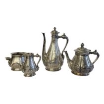 FREDERICK ELKINGTON, A VICTORIAN SILVER FOUR PIECE TEA SET Comprising a coffee pot, teapot twin