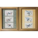 A PAIR OF 19TH CENTURY CHINESE WATERCOLOUR ON RICE PAPER, BIRD STUDIES Exotic birds with flowers and