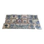 A COLLECTION OF TWENTY-SEVEN ANTIQUE DUTCH MANGANESE AND BLUE AND WHITE TILES All depicting rural