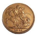 A VICTORIAN 22ct GOLD FULL SOVEREIGN COIN,dated 1885