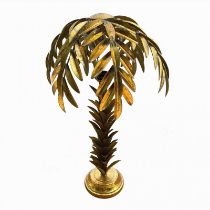 A GILT METAL FLOOR STANDING PALM TREE STANDARD LAMP AND SHADE. (150cm) Condition: some loose leaves