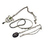 A COLLECTION OF VINTAGE SILVER JEWELLERY Comprising a marcasite pendant necklace, an Art Nouveau