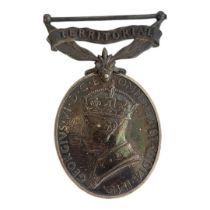 SILVER GEORGE VI WORLD WAR II TERRITORIAL EFFICIENCY MEDAL Suspended bar attached, issued to ‘