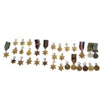 A COLLECTION OF VINTAGE MINIATURE BRITISH MILITARY STAR MEDALS To include Air Crew Europe, Africa