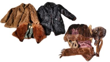 A COLLECTION OF THREE VINTAGE FUR COATS,to include a dark fur coat bearing label 'Gordon St Paul'