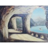 E.E.V., A 19TH CENTURY OIL ON CANVAS View of Lake Lucerne from The Axenstrasse, signed with
