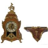 LAURIS, A 20TH CENTURY WALNUT AND GILT BRASS BRACKET CLOCK Having a pierced brass scrolled finial