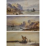 LEONARD LEWIS, 1826 - 1913, A PAIR OF WATERCOLOUR Landscape, coastal views, with sailing boats and