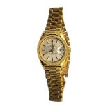 ROLEX, DATEJUST, A VINTAGE 18CT GOLD LADIES’ WRISTWATCH Having a silver tone dial with calendar