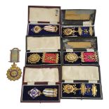 A COLLECTION OF SIX SILVER GILT AND ENAMEL MASONIC/BUFFALO MEDALS Royal Buffalo medal dated 1936 and
