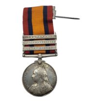 A SILVER VICTORIA REGINA. SOUTH AFRICA MEDAL WITH THREE CLASPS & RIBBON. Transvaal, Orange Free