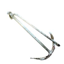 A LARGE EARLY 20TH CENTURY CAST IRON SHIPS ANCHOR Having white painted finish and hanging bale. (