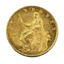 A 19TH CENTURY DANISH 22CT GOLD 20 KRONER COIN, DATED 1873 With bust of King Christian IX and seated