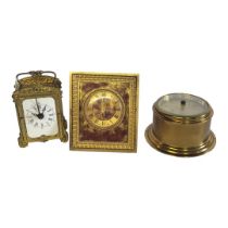 A MID 20TH CENTURY SWISS GOBELIN GILDED BRONZE GENT'S DESK/ALARM CLOCK Gilded dial, Roman