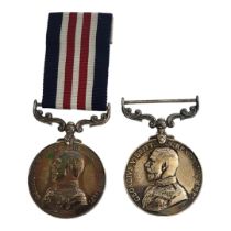 TWO SILVER GEORGE V MILITARY MEDALS ‘FOR BRAVERY IN THE FIELD’ 1914 - 1918 One with clasp and ribbon