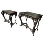 A RARE PAIR OF 19TH CENTURY VICTORIAN COALBROOKDALE CAST IRON CONSOLE TABLE In the Louis XV style,