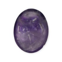 2ND CENTURY B.C. A SCARCE ROMAN CARVED AMETHYST, FIVE FACED INTAGLIO FORMING BUST OF ATHENA. Gryllos