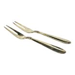 FRIGAST, DENMARK. A PAIR OF 20TH CENTURY PRINCESS FUCHSIA PATTERN STERLING SILVER SERVING FORKS.