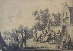 AFTER DAVID TENIERS II, A FINE 19TH CENTURY PENCIL AND GRAPHITE DRAWING Vintage scene, figures