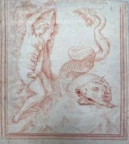 CIRCLE OF AGOSTINO CARRACCI, BOLOGNA, 1557 - 1602, PARMA, 17TH CENTURY RED CHALK DRAWING Study of