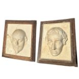 A PAIR OF 19TH CENTURY VICTORIAN PLASTER PLAQUES SHOWING THE PORTRAITS OF WILLIAM SHAKESPEARE AND