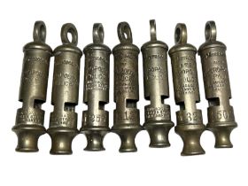 SEVEN METROPOLITAN POLICE, ‘THE METROPOLITAN’ WHISTLES BY J. HUDSON & CO., 244 BARR STREET