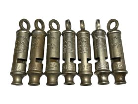 SEVEN METROPOLITAN POLICE, ‘THE METROPOLITAN’ WHISTLES BY J. HUDSON & CO., 244 BARR STREET