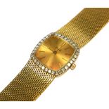 PIAGET. A FINE 18CT GOLD AND DIAMOND-SET SQUARE BRACELET WATCH. Signed Piaget, Reference. 136 B11,