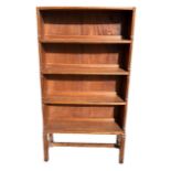 MANNER OF ERNEST GIMSON, AN EARLY 20TH CENTURY COTSWOLD SCHOOL WALNUT WATERFALL OPEN BOOKCASE. (h