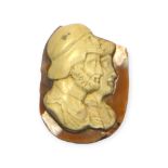 POSSIBLY HELLENISTIC, A GREEK SARDONYX CAMEO WITH A PORTRAIT OF PERICLES AND ASPASIA, HOUSED IN