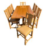 COLIN ALMACK, BEAVERMAN, A good quality English oak refectory table and a set of eight lattice