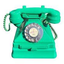 A 1950’S TYPE 232 SERIES GREEN BAKELITE TELEPHONE AND TERMINAL BOX, Impressed marked 164, 56,