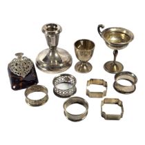 A COLLECTION OF 19TH CENTURY AND LATER SILVER TABLE/DESK ITEMS Comprising a Victorian silver and