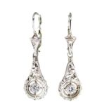 A PAIR OF 14CT WHITE GOLD AND DIAMOND EARRINGS Each having round brilliant cut diamond (approx. 3mm)