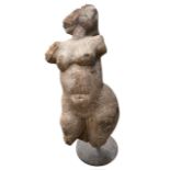 POSSIBLY GREEK, A LARGE CLASSICAL CARVED STONE NUDE FEMALE FIGURE OF APHRODITE, MOUNTED ON LATER