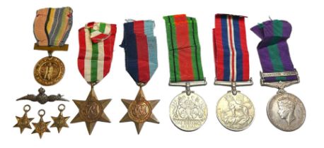 MILITARY INTEREST, COLLECTION OF WWII BRITISH MEDALS TOGETHER WITH A STERLING SILVER ROYAL FLYING