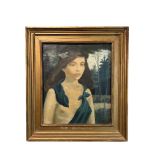 J. MANNING LEE, BRITISH SCHOOL. A 20TH CENTURY PORTRAIT OF IRIS SANMUGAM, OIL ON CANVAS. Signed &