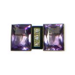 POSSIBLY FRENCH, A 1930’S ART DECO WHITE METAL, AMETHYST, ONYX AND DIAMOND BROOCH White metal tested