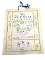 A.A. MILLNE, THE VERY YOUNG CALENDAR, 1930. Decorated by E.H. Shepard, published by Methuen & Co