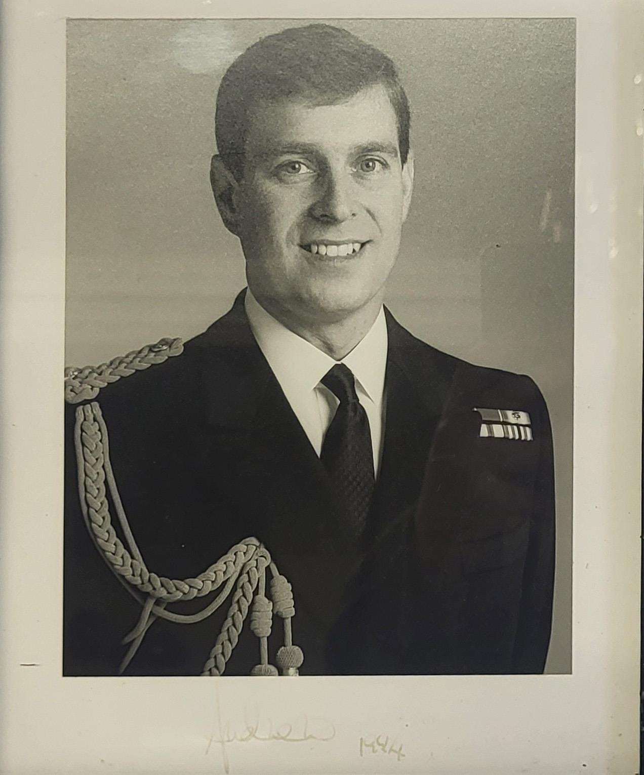 PRINCE ANDREW, DUKE OF YORK, BLACK AND WHITE PHOTOGRAPH OF A BRITISH NAVAL OFFICER Signed in