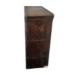 A LATE 19TH/EARLY 20TH CENTURY OAK FILING CABINET Of three drawers PLEASE NOTE THIS LOT IS TO
