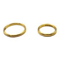 A SET OF TWO EARLY 20TH CENTURY 22CT GOLD LADIES’ WEDDING BANDS Plain design, fully marked. (size