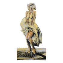 A LARGE HAND PAINTED WOODEN THEATRE PROP, MARILYN MONROE Iconically posed above NYC subway grate (