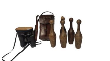 A PAIR OF CHINON 10X50 EXTRA WIDE ANGLE BINOCULARS Including protective case, along with a leather