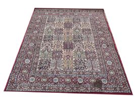 VALVA RUTA, A PAIR OF PERSIAN DESIGN WOOLEN RUG Square designs to central field with three running